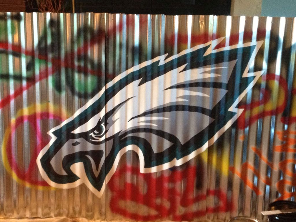 Eagles Graffiti on Corrugated Tin